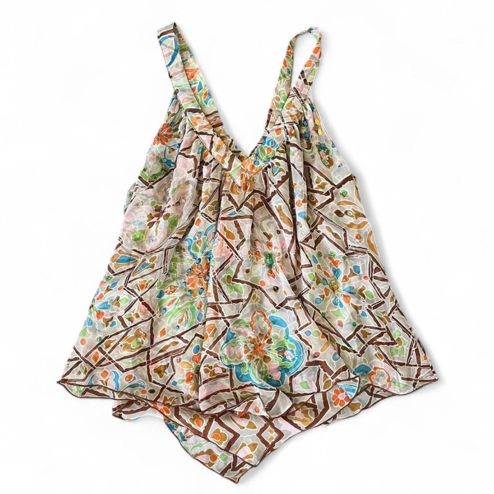 Diane Von Furstenberg Multicolor Sequin Silk Top